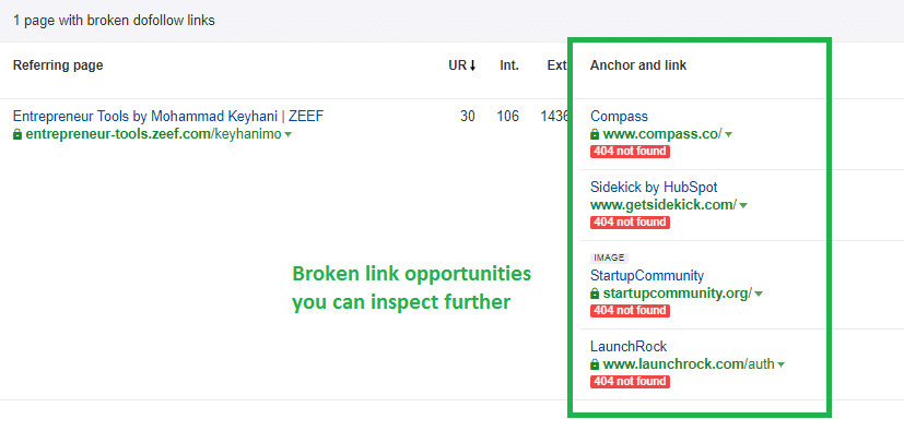 broken link example 